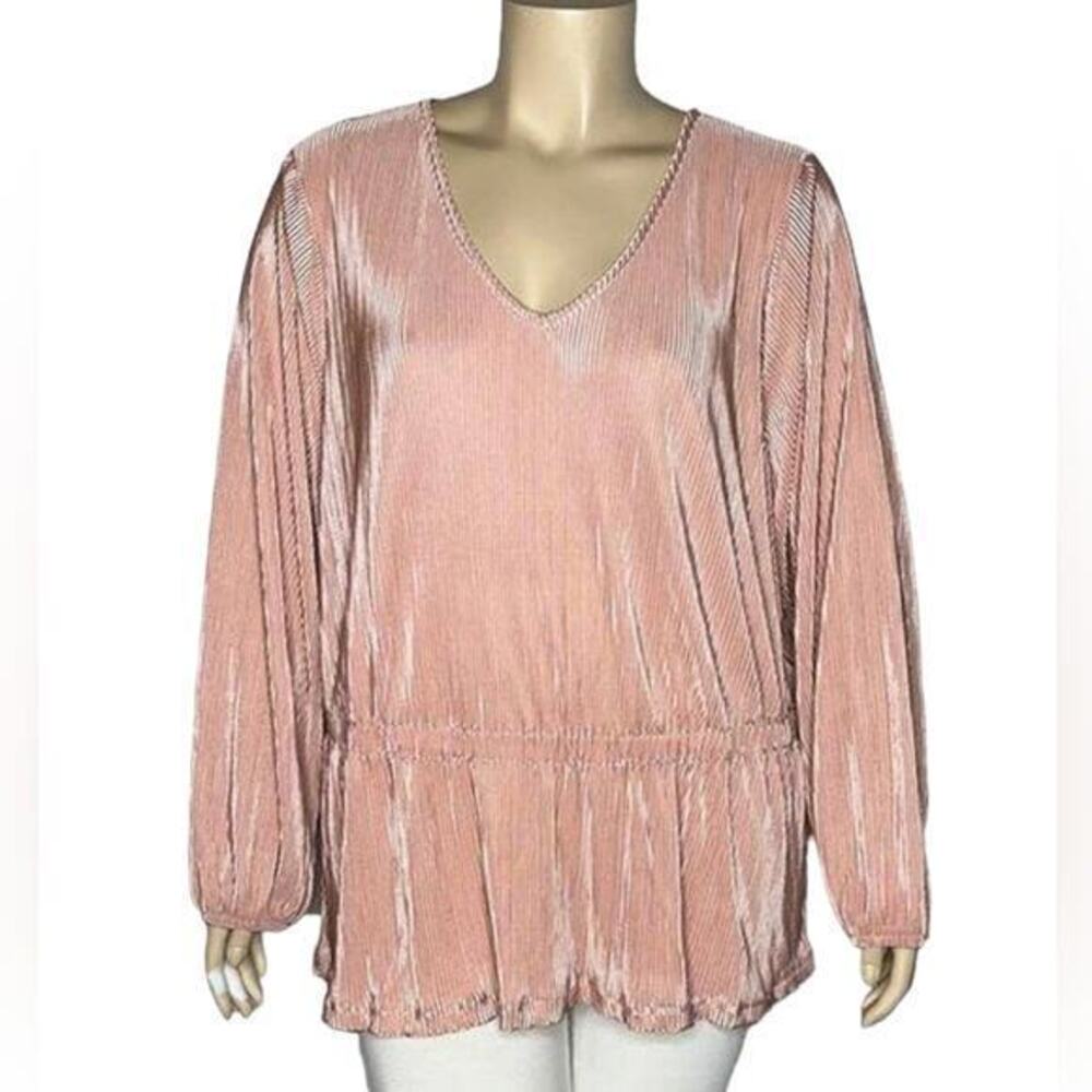 Lane Bryant‎ Size 38/40 Pink Blouse. V-Neckline Illusion Collection Babydoll 5X